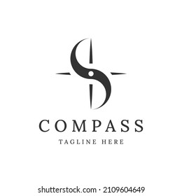 letter S compass logo. combination of letter S and compass logo design