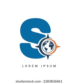 letter S with compass logo, icon, symbol, illustration design template
