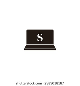 Letter S with computer geometric symbol simple logo vector