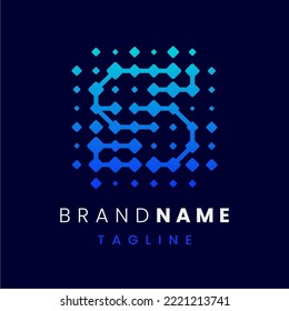 Letter S Connected Dots Technology Logo Design