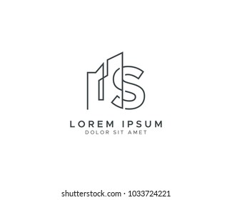 Letter S Construction and Building Artline Logo Template