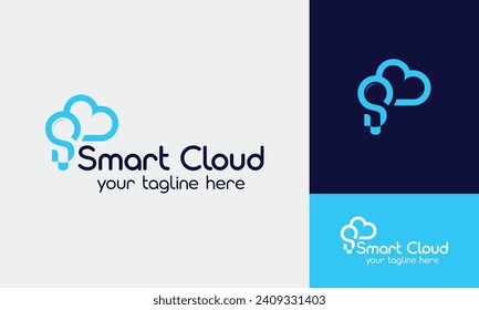 letter s creative lamp with cloud vector logo shape
