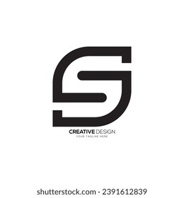 Letra S forma de línea creativa espacio negativo monograma abstracto logo