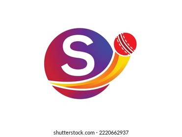 El Concepto De Logotipo De La Letra S Cricket Con El Icono De La Pelota De Cricket. Diseño de plantilla vectorial de tipo de logotipo para deportes de cricket.