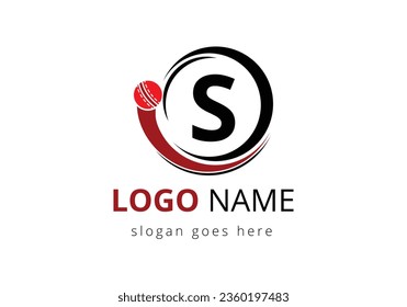 El Concepto De Logotipo De La Letra S Cricket Con El Icono De La Pelota De Cricket. Para plantilla de vectores de símbolos de club de críquet