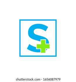 Logo de la cruz S más, logotipo de atención médica