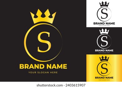Letter S crown logo design template . suitable for fashion, brand, kingdom, crown, king, queen