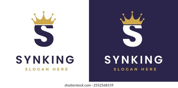 Letter S with Crown Logo Design Concept. Initial S with Monarch Symbol Elegant Monogram with Royal Symbol for Luxury and Premium Branding. S Alphabet Logo Vector Illustration