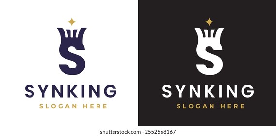 Letter S with Crown Logo Design Concept. Initial S with Monarch Symbol Elegant Monogram with Royal Symbol for Luxury and Premium Branding. S Alphabet Logo Vector Illustration