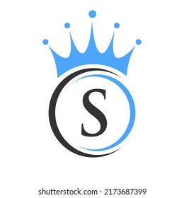 Letter S Crown Logo Template. Royal Crown Logotype Luxury Sign  for Beauty, Fashion, Star, Elegant Symbol
