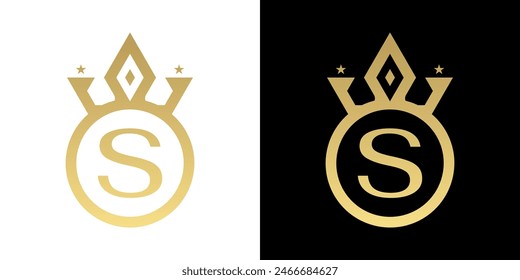 Letter S Crown Logo, Letter S Logo with crown Template for Sign Luxury Star Elegant Beauty,fashion