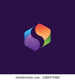 ilustración vectorial del logotipo del cubo de letra S