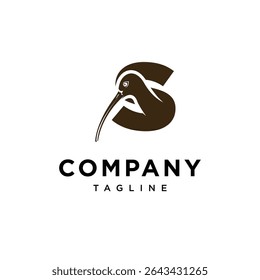 Letter S Curlew bird Logo Icon Vector