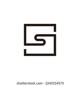 Curva de letra s, símbolo geométrico cuadrado simple vector