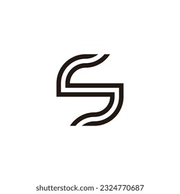 Curva de letra S, símbolo geométrico de dos líneas vector sencillo