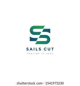 Letter S Cut Logo, Simple Design Initial S With Green Gradient.