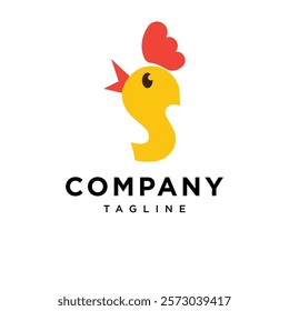 Letter S Cute Chicken Logo Icon Vector