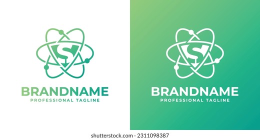 Carta S Ciberseguridad o logotipo Atom, adecuado para cualquier negocio relacionado con el blindaje, la ciberseguridad, la tecnología o Atom con iniciales S.