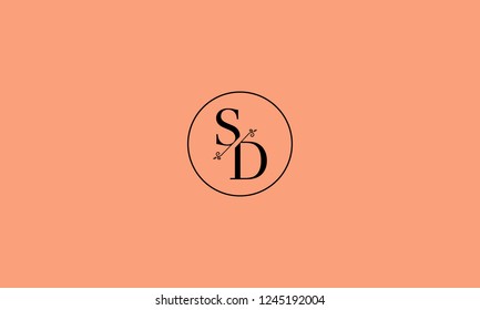 LETTER S AND D FLOWER LOGO WITH CIRCLE FRAME FOR LOGO DESIGN OR ILLUSTRATION USE
