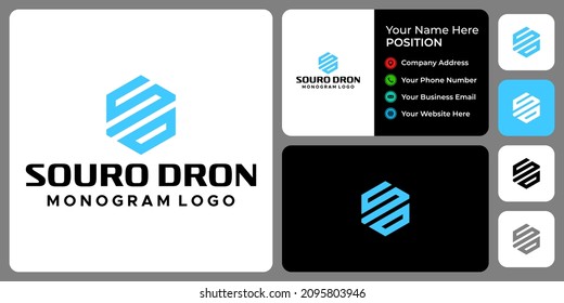 Letter S D monogram business logo design with business card template.