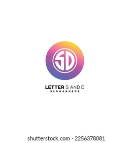 letter s and d round logo elegant color design