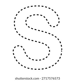 Letra S línea discontinua esquema versión de Ilustración vectorial negro