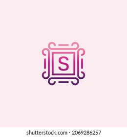 Letter S with Decorative Square Border Logo Template