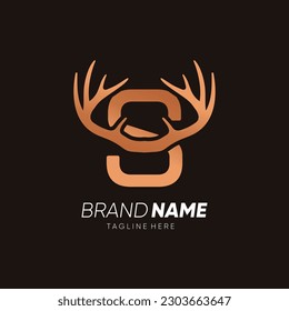 Letter S Deer Antlers Logo Design Vector Icon Graphic Illustration