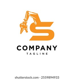 Letter S Demolition Excavator Logo Icon Vector