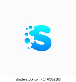 Letter S Design with dot shape. molecule and Lab Logo Design Element. perfect for technology,software, network and science brand. - vector