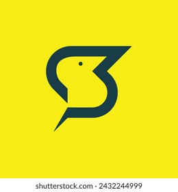 Letter S design element vector icon idea with creative bird concept