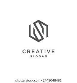 Letter S design with hexagon shape concept idea