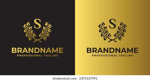Logotipo de la carta S Laurel de Diamante, adecuado para negocios relacionados con Diamante y Laurel con S inicial