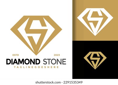 Letter S Diamond Stone Logo, Vektorsymbol