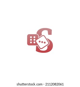 Letter S with dice two icon logo template vector