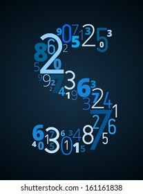 Letter S,  from different numbers typography vector font