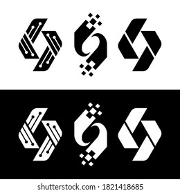Letter S digital with black and white color for design concept. Very suitable in various business purposes, also for icon, logo symbol and many more.
