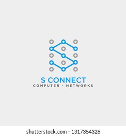letter s digital technology network logo template vector illustration