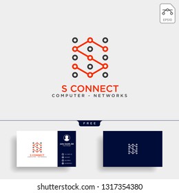 letter s digital technology network logo template vector illustration