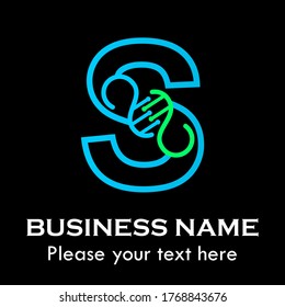 Letter S with DNA vector. suitable for medical, technology, biology, science, logotype, company, genetic etc