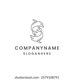 Letter s dolphin logo design template vector illustration on white background