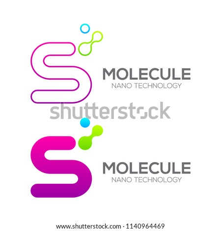 Letter S with Dot and Curve ,Circles shape connected, Molecule and Nano Technology logotype, innovation tech, Medicine, Science, Laboratory, Cosmetics