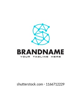 Letter S dot network connection logo Design Template