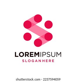 Letra S puntos símbolo conectado Icono logotipo Vector de diseño