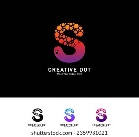 Letter S with dots logo vector design. Vector alphabet Illustration of a Colorful  logotype with Bubbles. Suitable for business, technology, poster, initial name 