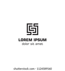 Letter S, double s, triple s negative space logo icon