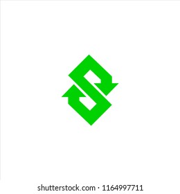 letter S with up and down arrow concept green logo