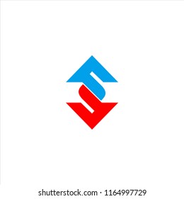 letter S with up and down arrow concept logo