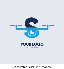 Ilustración de emblema gráfico del vector de diseño del logotipo de la letra S Drone Ilustración 