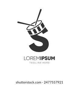 Letter S Drummer Drumstick Drum Logo Design Vector Icon Graphic Emblem Symbol Illustration